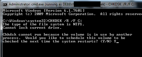 disk check Windows 7 - CHKDSK