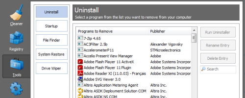 dezinstalare programe Windows 7 - CCleaner